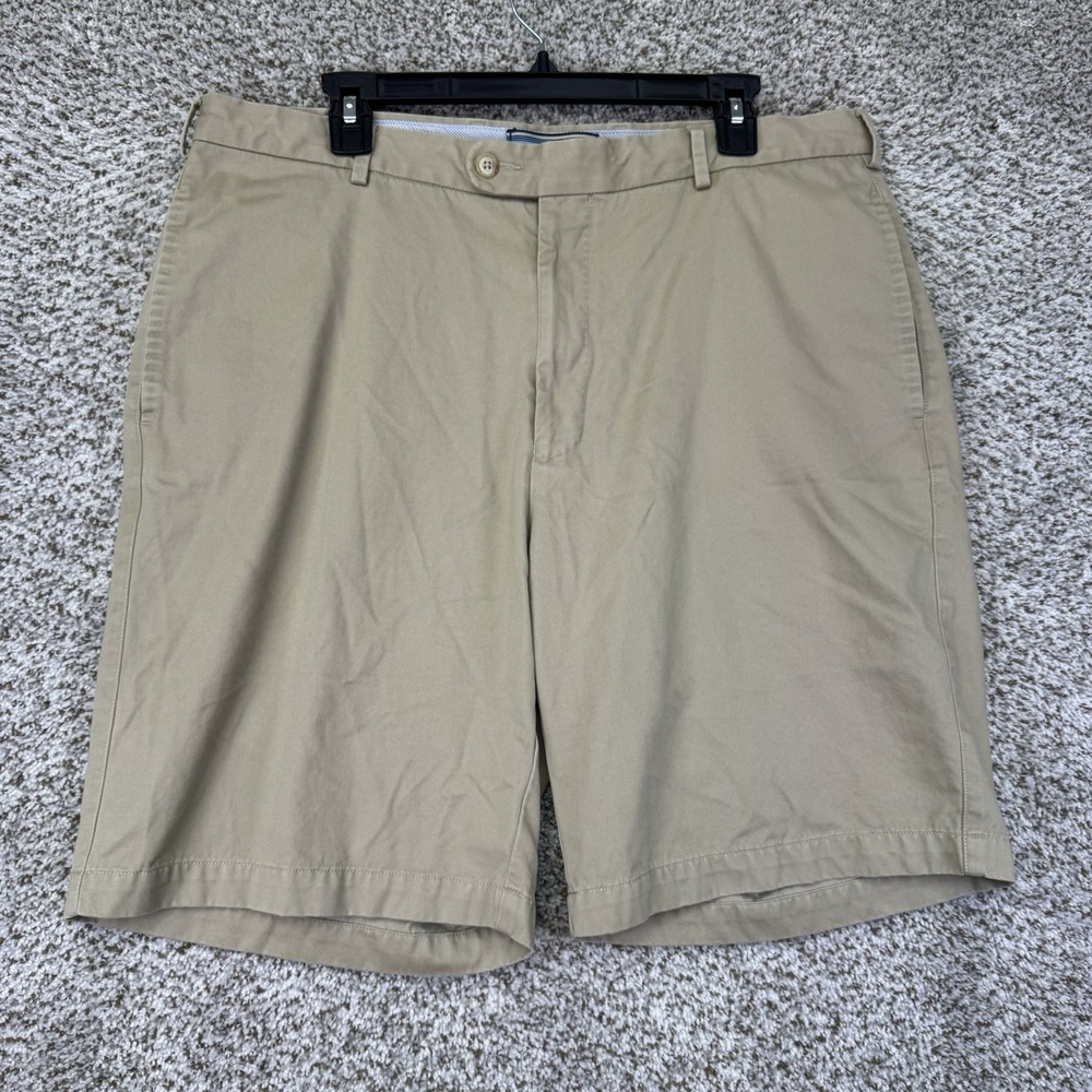 Peter Millar Winston Washed Twill Shorts Men's Size 36 Beige 100% Pimaโ Cotton